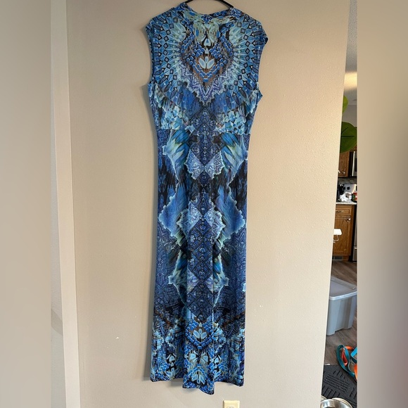 2/$15 NWT WORLD UNITY Blue and Black Patterned Dress - Picture 6 of 8